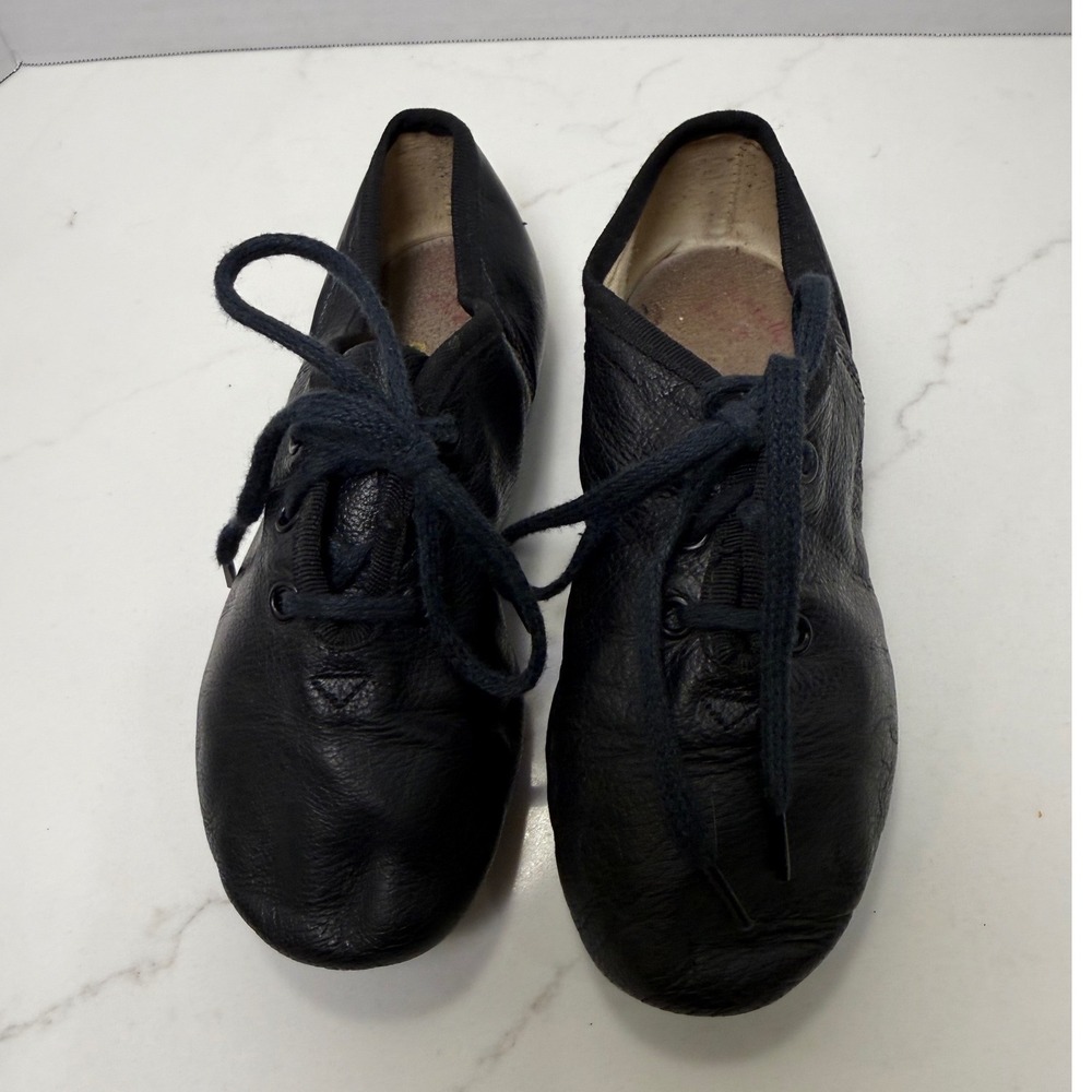Capezio Black Leather Split Sole Jazz Dance Shoes Kids Size 1.5 M CH13AD Brazil